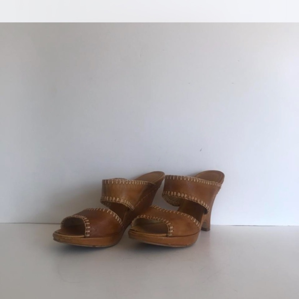 Vintage Gucinari leather Woven wedge shoes